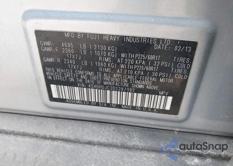 2013 Subaru Outback 3.6R Limited z USA, uszkodzony, nr VIN 4S4BRDJC3D2287192